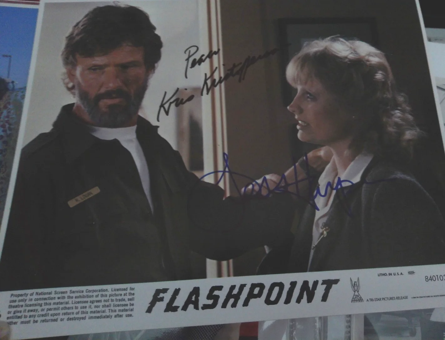 Kris Kristopherson, Jessica Harper — Kris Kristopherson + Jessica Harper signed 8x10 Movie Lobby Card, image 2