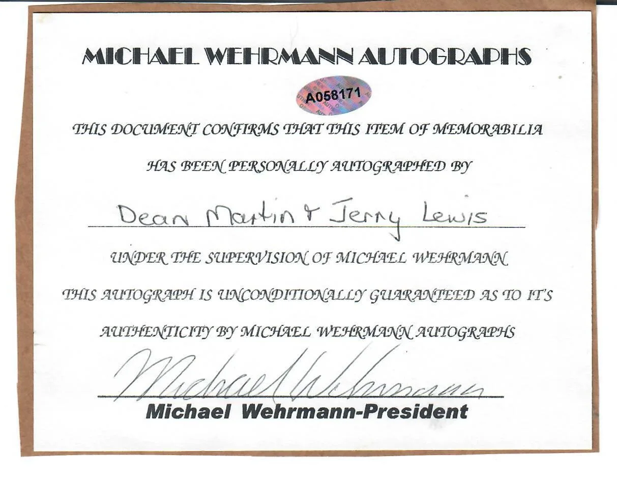 Dean Martin Jerry Lewis autographed 11x14 Picture signed Photo Michael Wehrmann, изображение 2