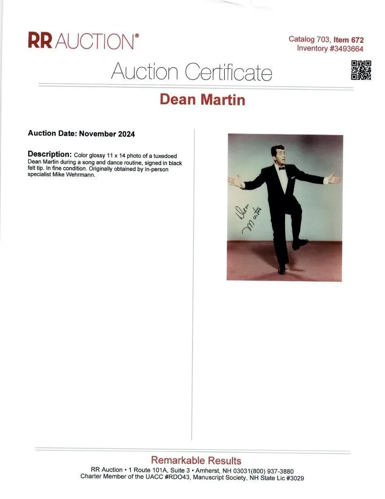 Dean Martin autographed 11x14 Picture signed Photo PSA/DNA, изображение 3