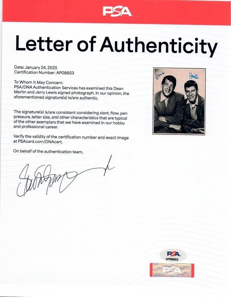 Dean Martin Jerry Lewis autographed 11x14 Picture signed Photo PSA/DNA, изображение 2