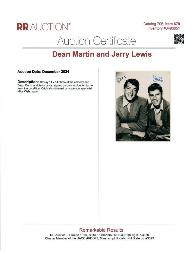 Dean Martin Jerry Lewis autographed 11x14 Picture signed Photo PSA/DNA, изображение 3