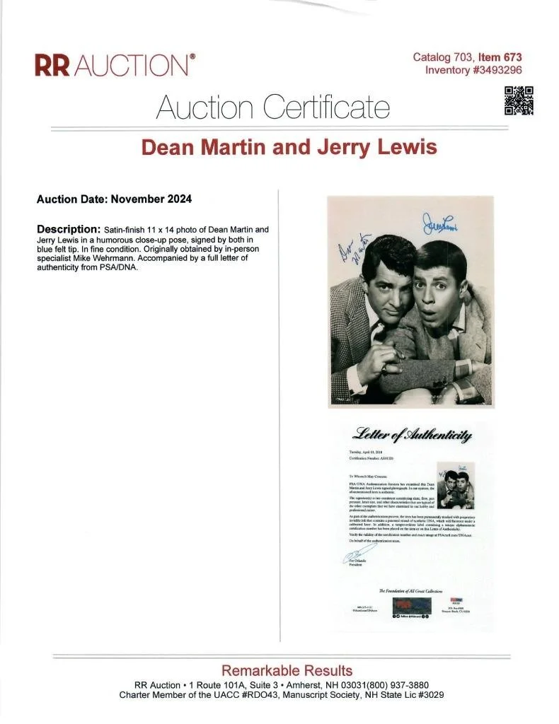 Dean Martin Jerry Lewis autographed 11x14 Picture signed Photo PSA/DNA, изображение 3