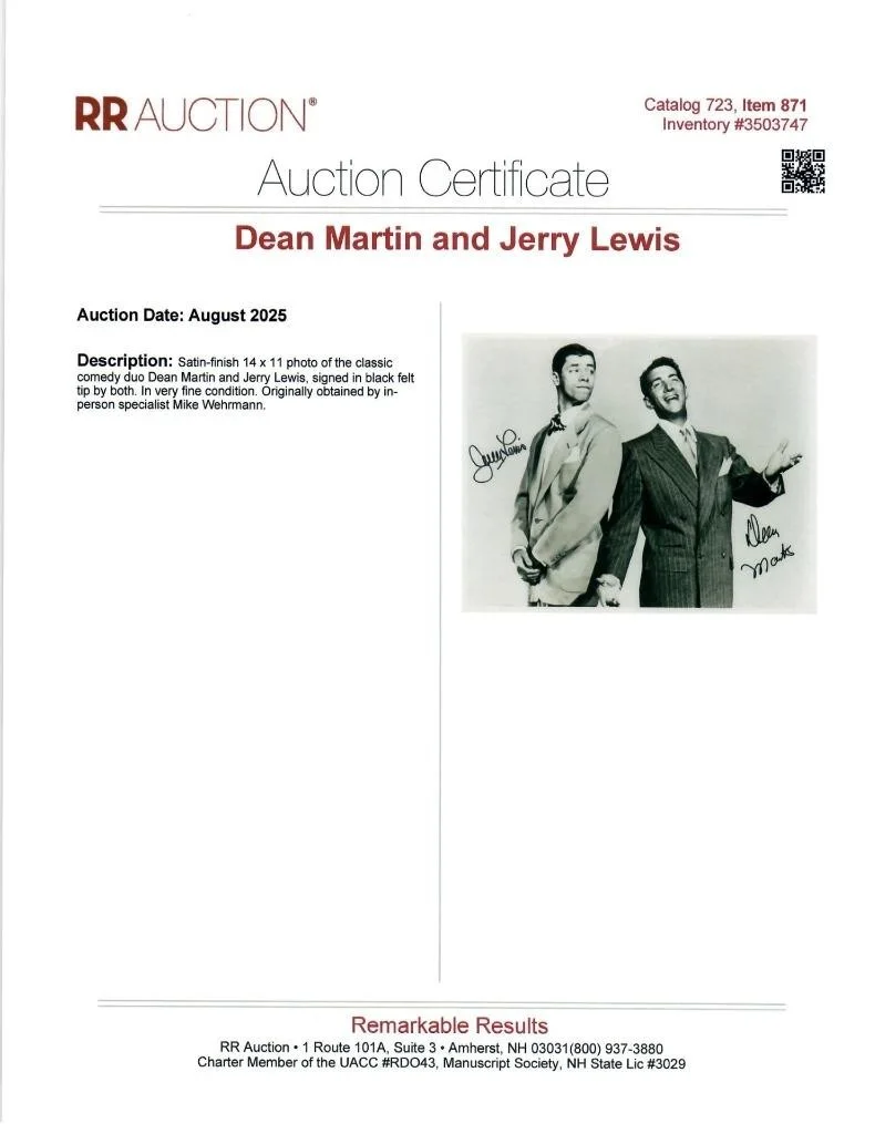 Dean Martin Jerry Lewis autographed 11x14 Picture signed Photo PSA/DNA, изображение 3