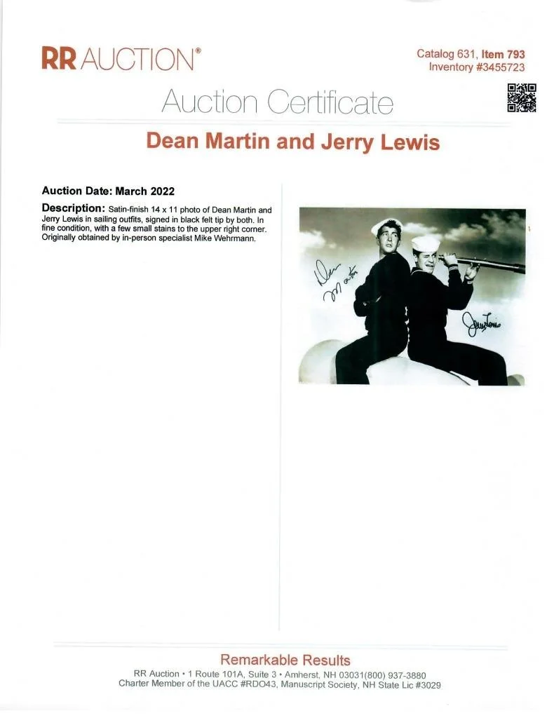 Dean Martin Jerry Lewis autographed 11x14 Picture signed Photo BAS BECKETT, image 3