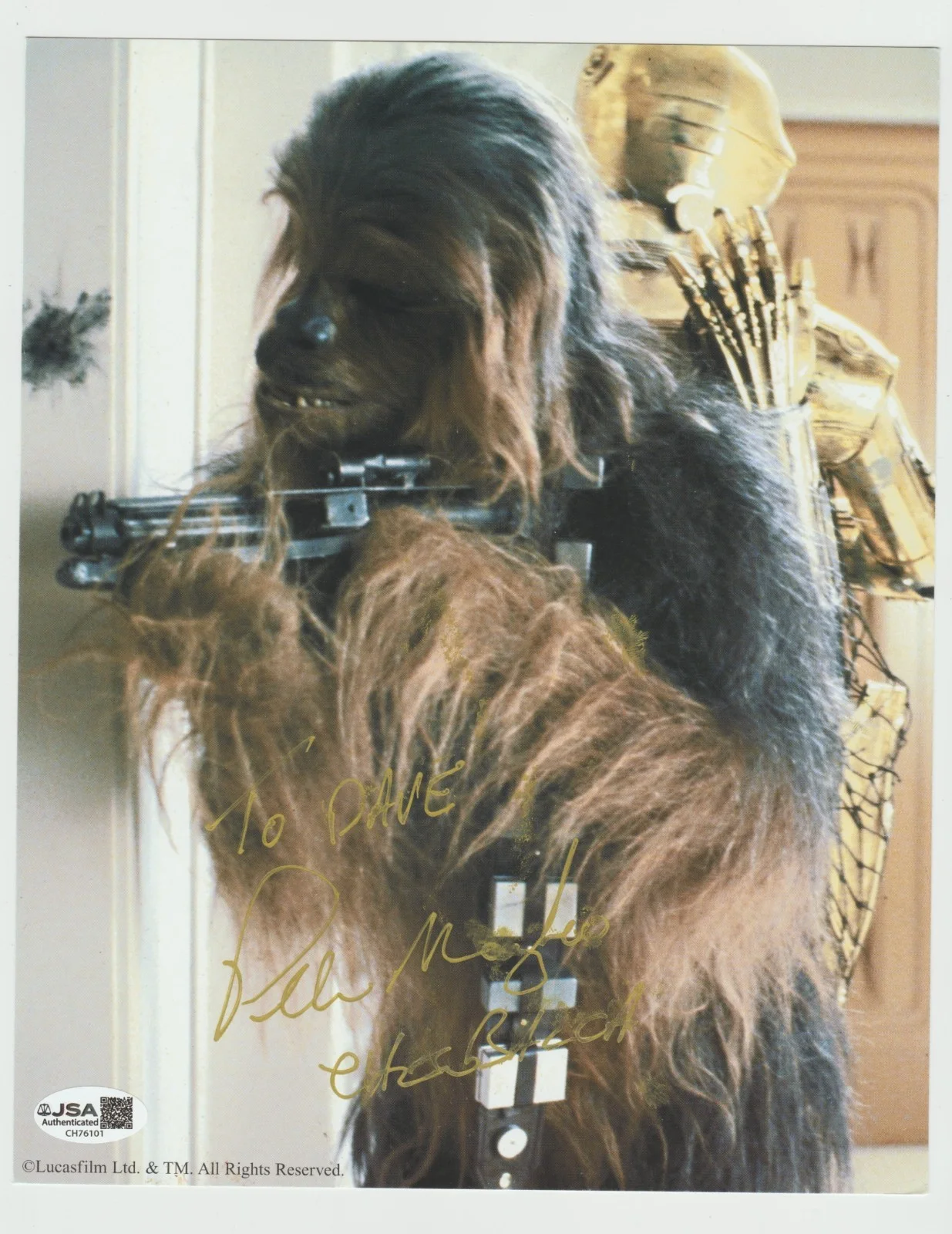 Peter Mayhew — PETER MAYHEW Autograph CHEWBACCA Signed Photo STAR WARS V 8" x 10" COA JSA