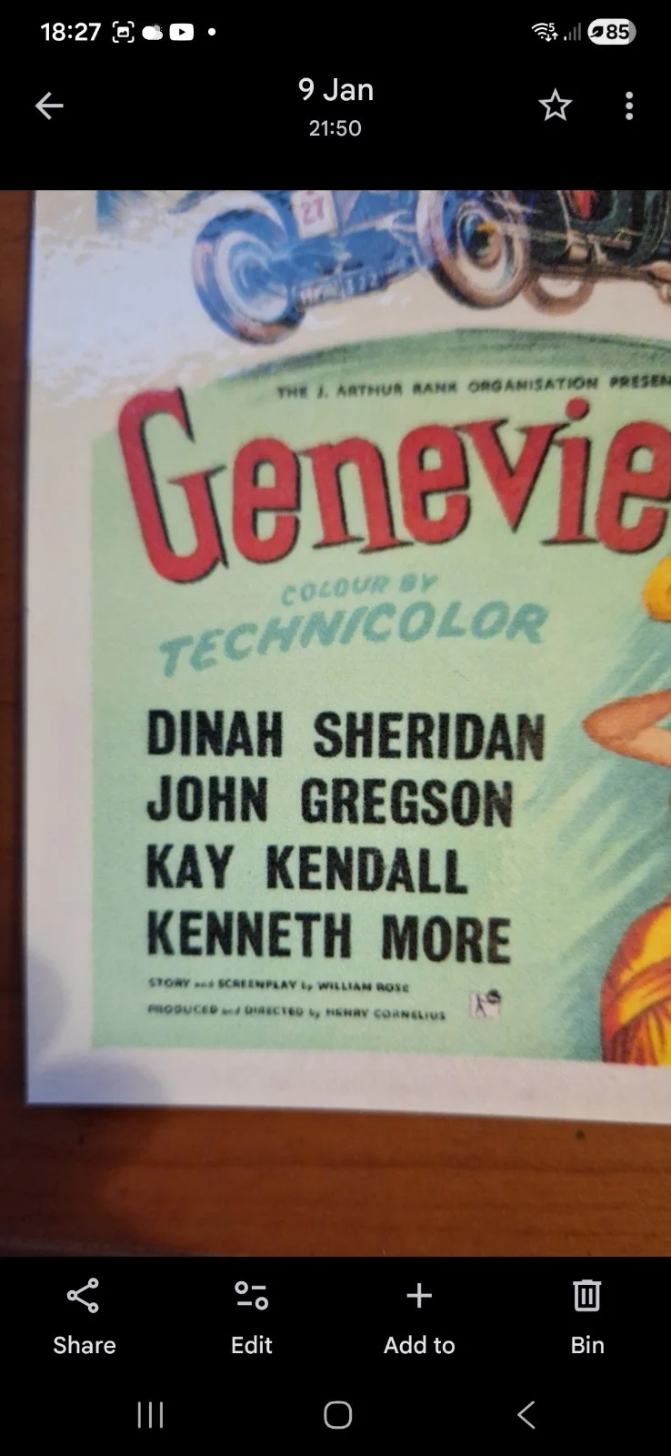 "Genevieve" 1953 UK Quad Release Movie Poster Modern Art Postcard, изображение 2