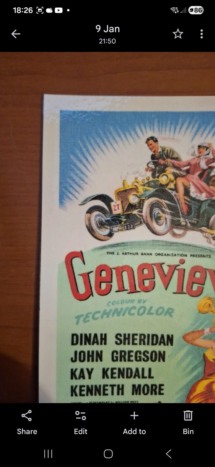 "Genevieve" 1953 UK Quad Release Movie Poster Modern Art Postcard, изображение 3