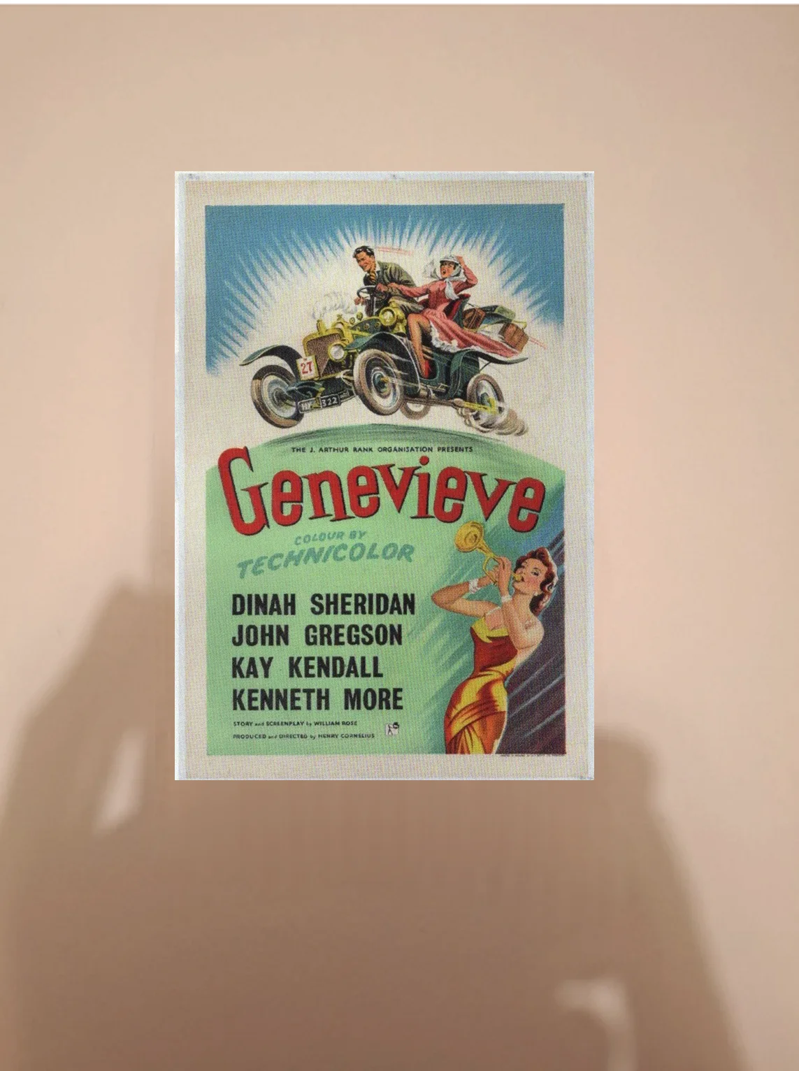 "Genevieve" 1953 UK Quad Release Movie Poster Modern Art Postcard, изображение 5