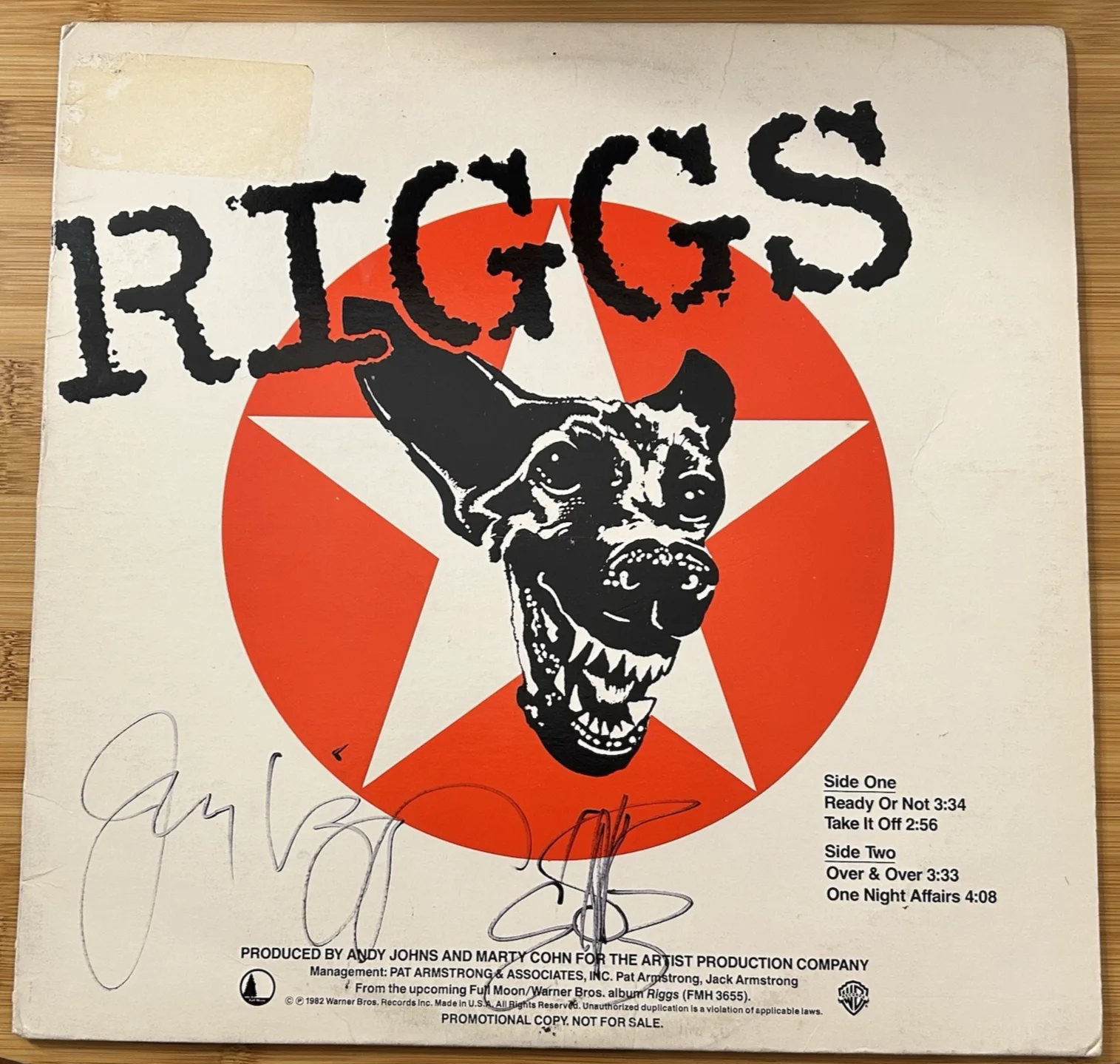 Riggs "Riggs" Vinyl Promo EP - Signed - Jerry Riggs (Pat Travers, 38 Special), image 2