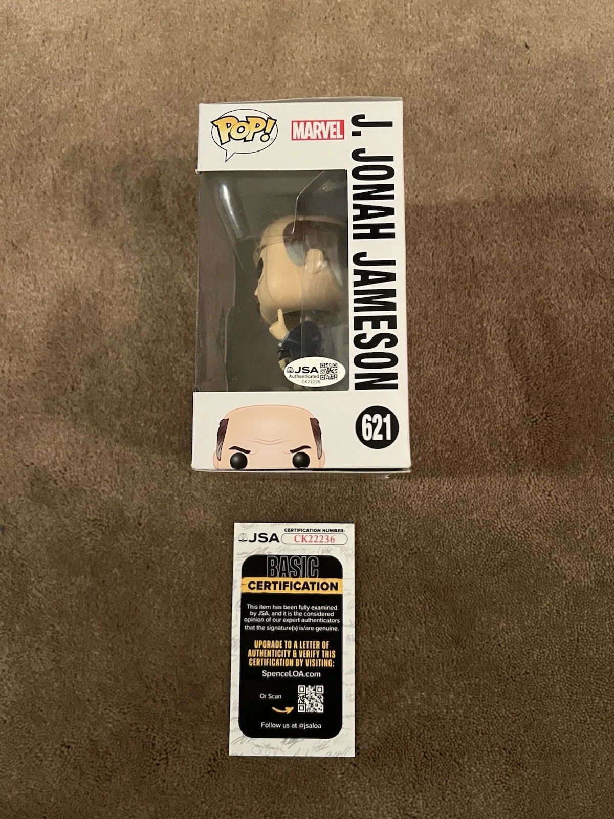 J.K. Simmons Autographed Funko Pop JK J. Jonah Jameson Spider-Man JSA AUTHENTIC, изображение 3