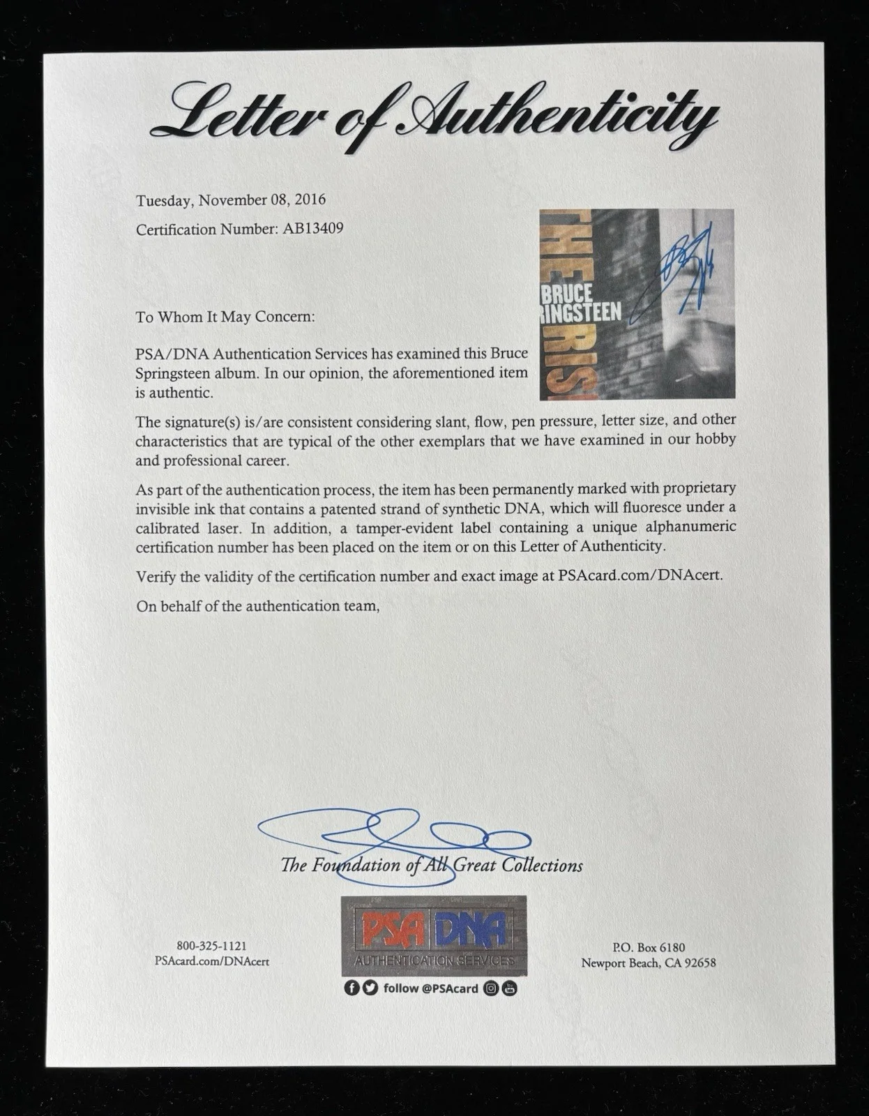 Bruce Springsteen The Rising Signed Autograph PSA DNA Letter COA Album, image 4