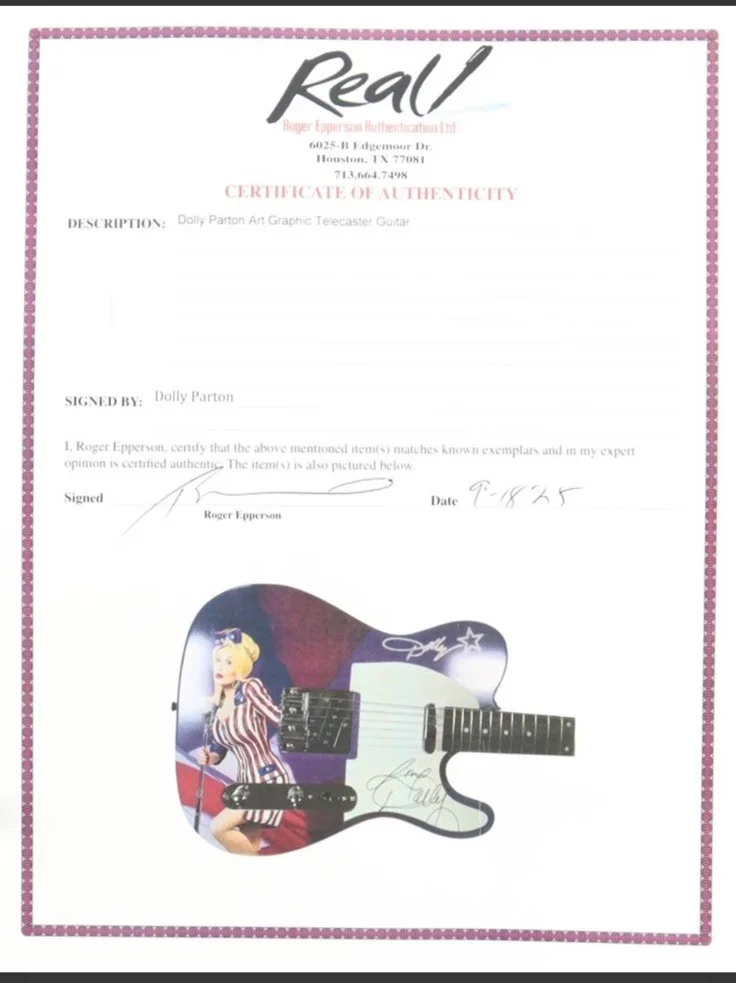 Dolly Parton Signed Full-Size Electric Guitar Inscribed "Love" REAL COA, image 3