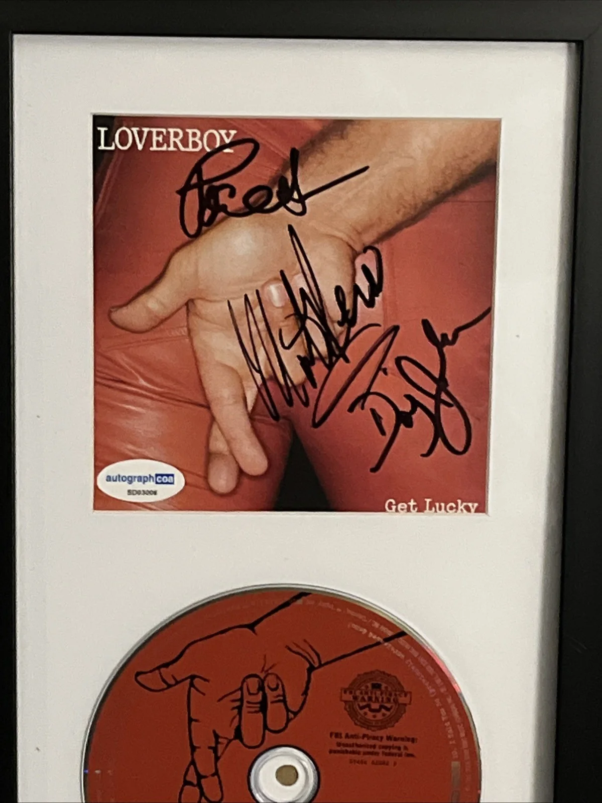 LOVERBOY GET LUCKY FRAMED CD & BOOKLET ACOA CERTIFIED PAUL DEAN Mike RENO DOUG J, изображение 3
