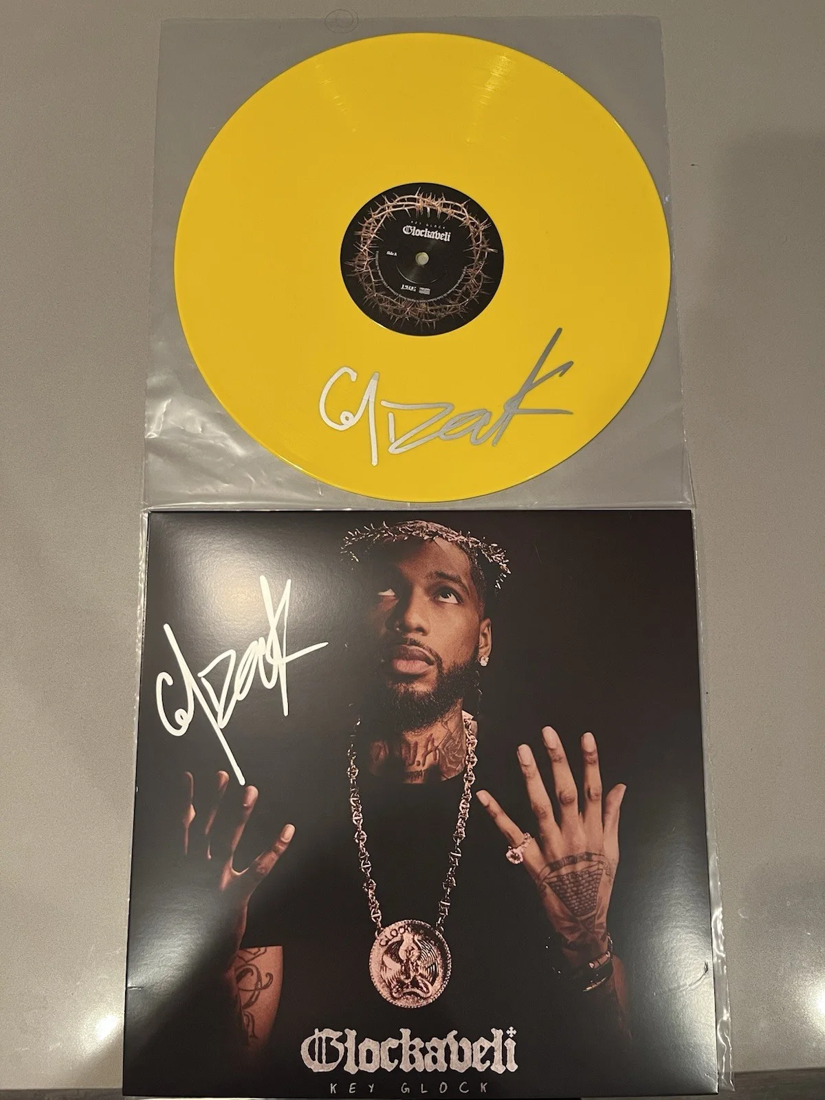 Key Glock Signed Glockaveli Indie Exclusive Yellow Vinyl Autograph, image 2