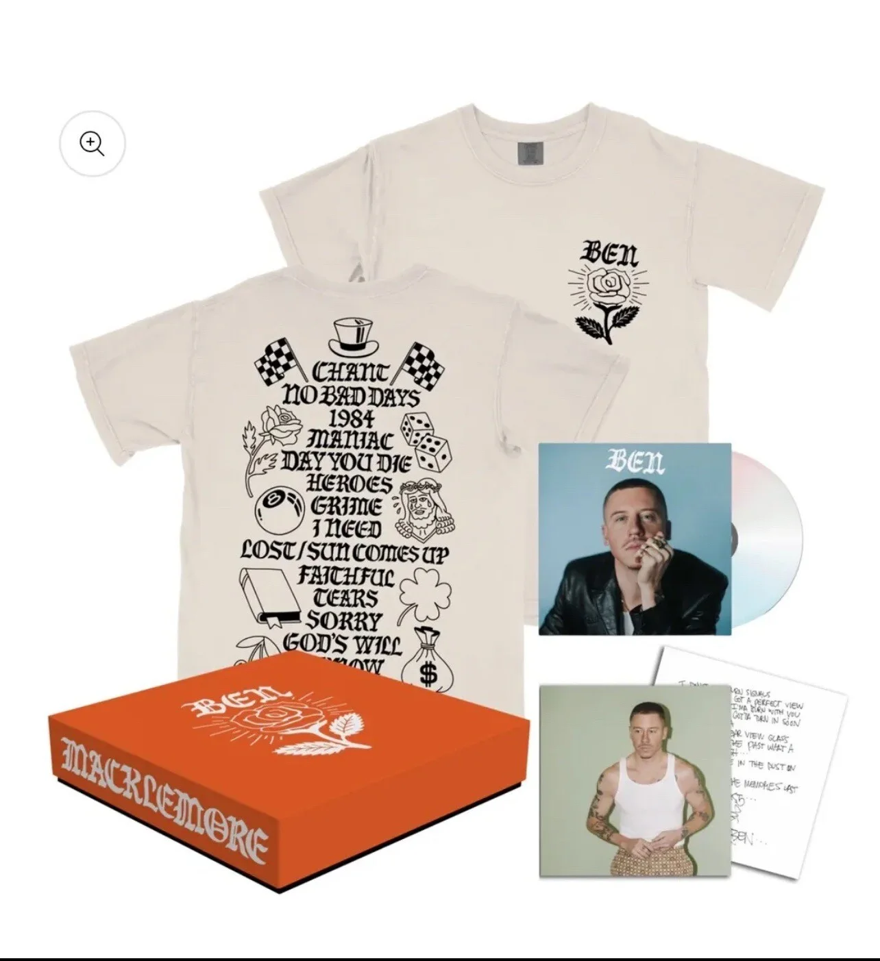 MACKLEMORE - “BEN” COLLECTOR’S BOX - CD/T-shirt/Signed Card- SEALED!, изображение 3
