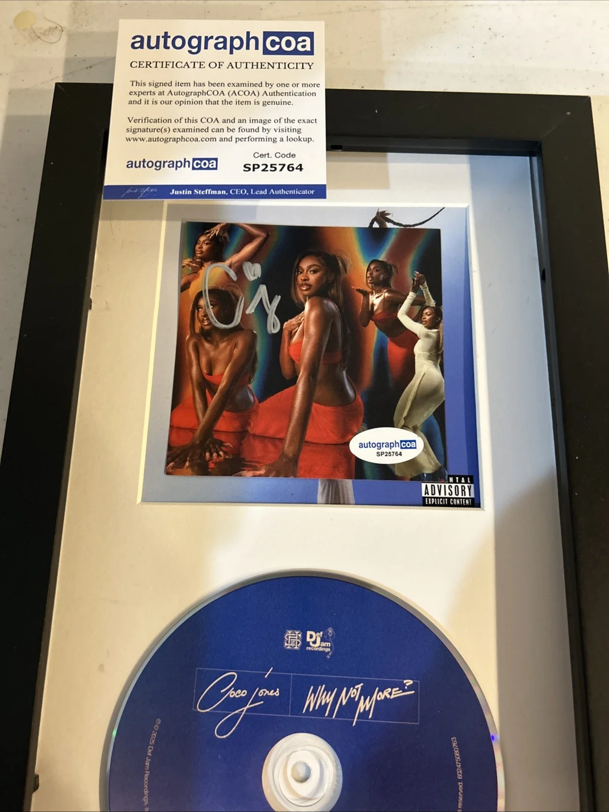 COCO JONES SIGNED AUTOGRAPH FRAMED CD DISPLAY ACOA WHY NOT MORE? DISNEY STAR, image 4