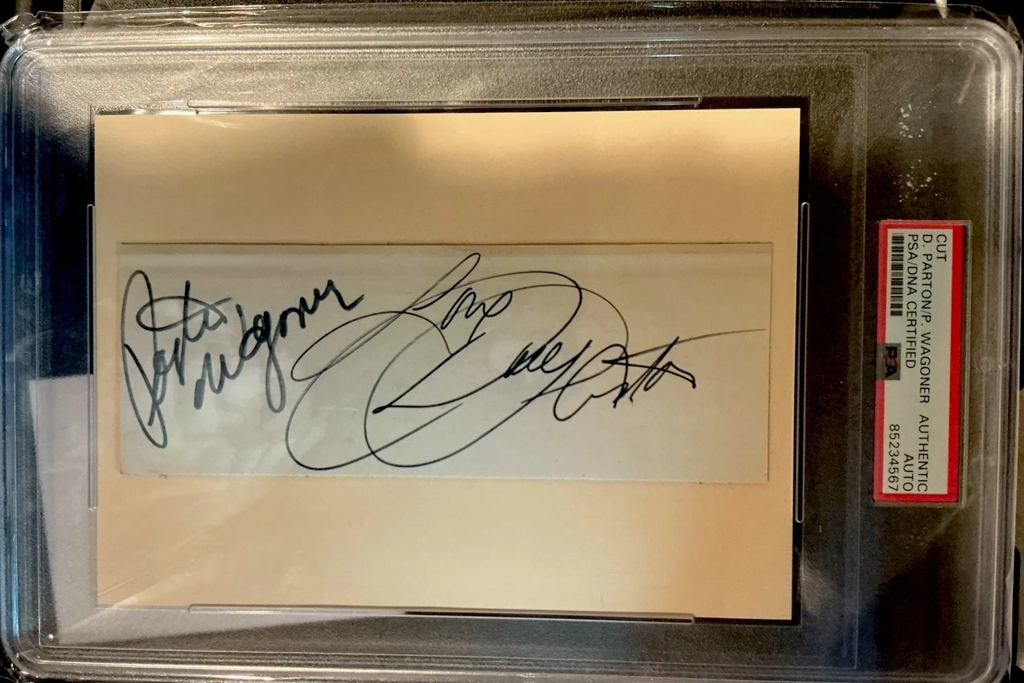 DOLLY PARTON & PORTER WAGONER Signed Autograph Index Card Cut Page Slab PSA/JSA, image 2