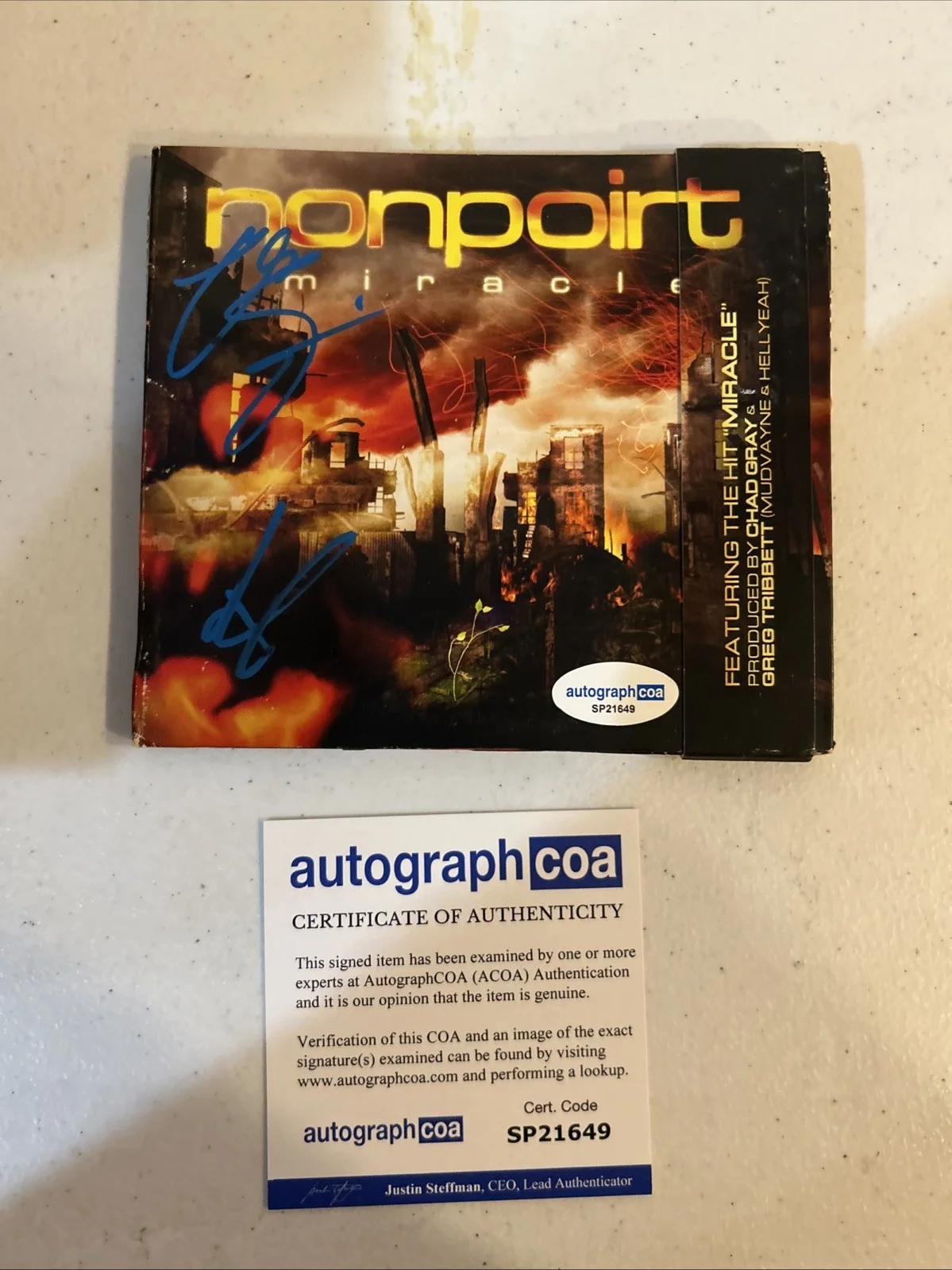 NONPOINT SIGNED AUTOGRAPH CD ACOA MIRACLE ELIAS SORIANO & ROBB RIVERA, image 2