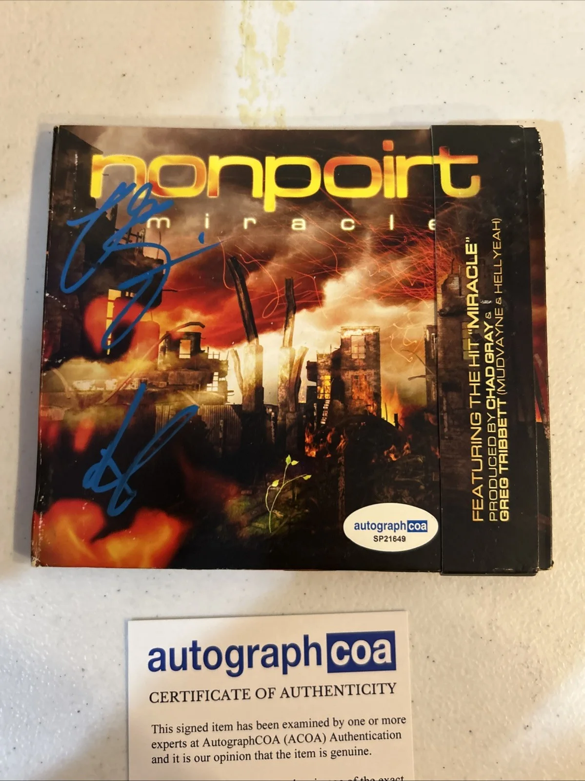 NONPOINT SIGNED AUTOGRAPH CD ACOA MIRACLE ELIAS SORIANO & ROBB RIVERA, image 3