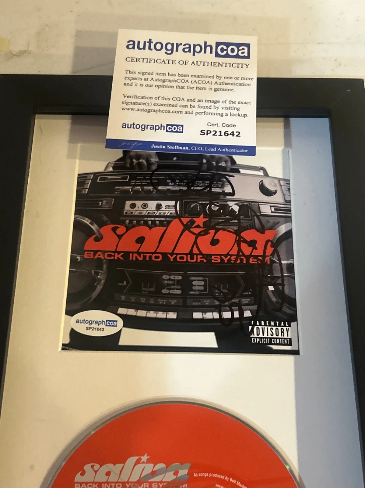 JOSEY SCOTT SALIVA SIGNED AUTOGRAPH FRAMED CD DISPLAY ACOA BACK INTO YOUR SYSTEM, image 3