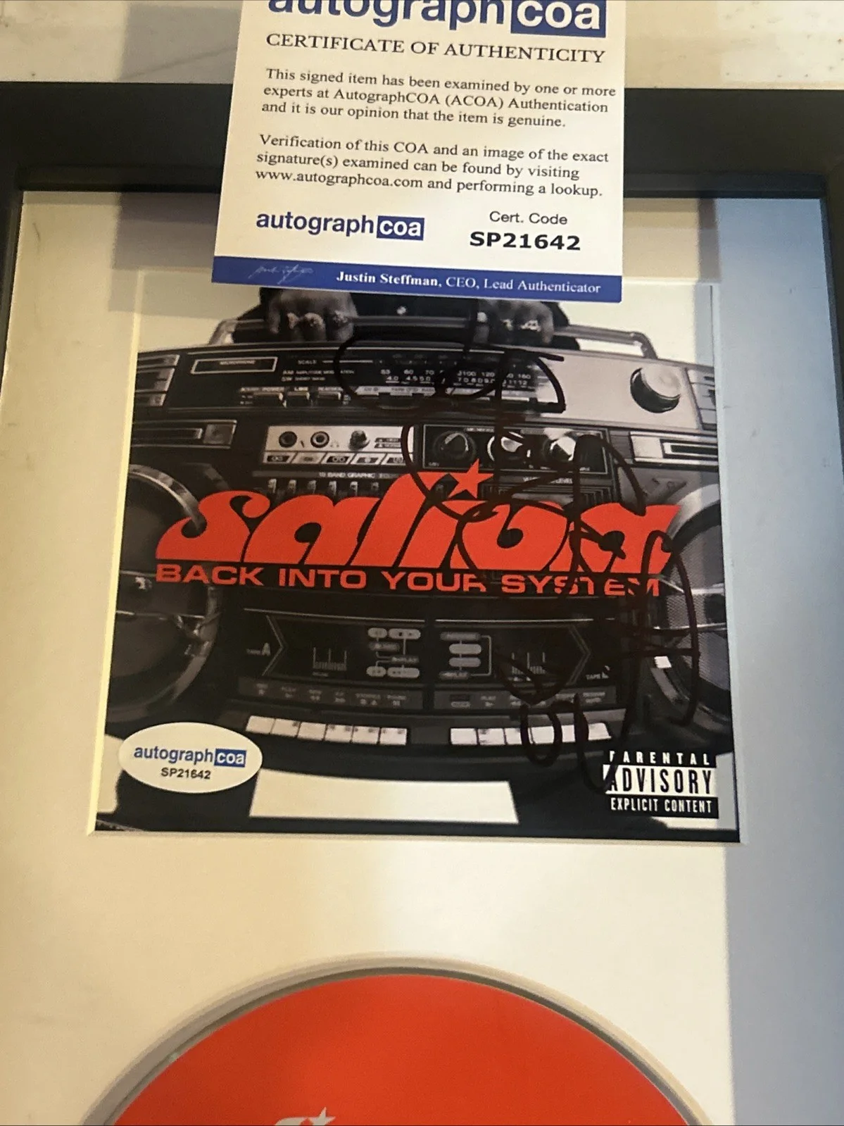 JOSEY SCOTT SALIVA SIGNED AUTOGRAPH FRAMED CD DISPLAY ACOA BACK INTO YOUR SYSTEM, image 4