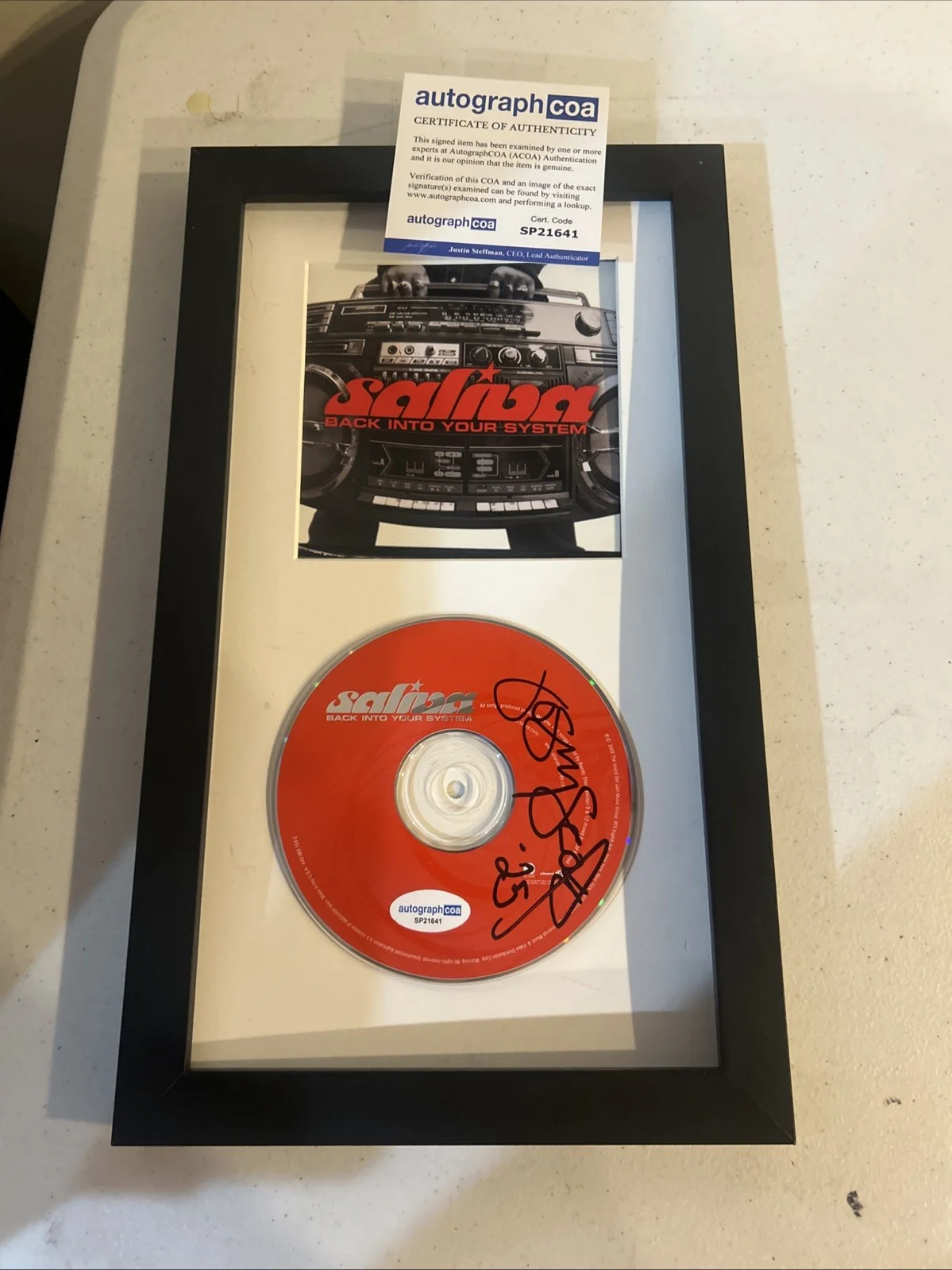JOSEY SCOTT SALIVA SIGNED AUTOGRAPH FRAMED CD DISPLAY ACOA BACK INTO YOUR SYSTEM, image 2
