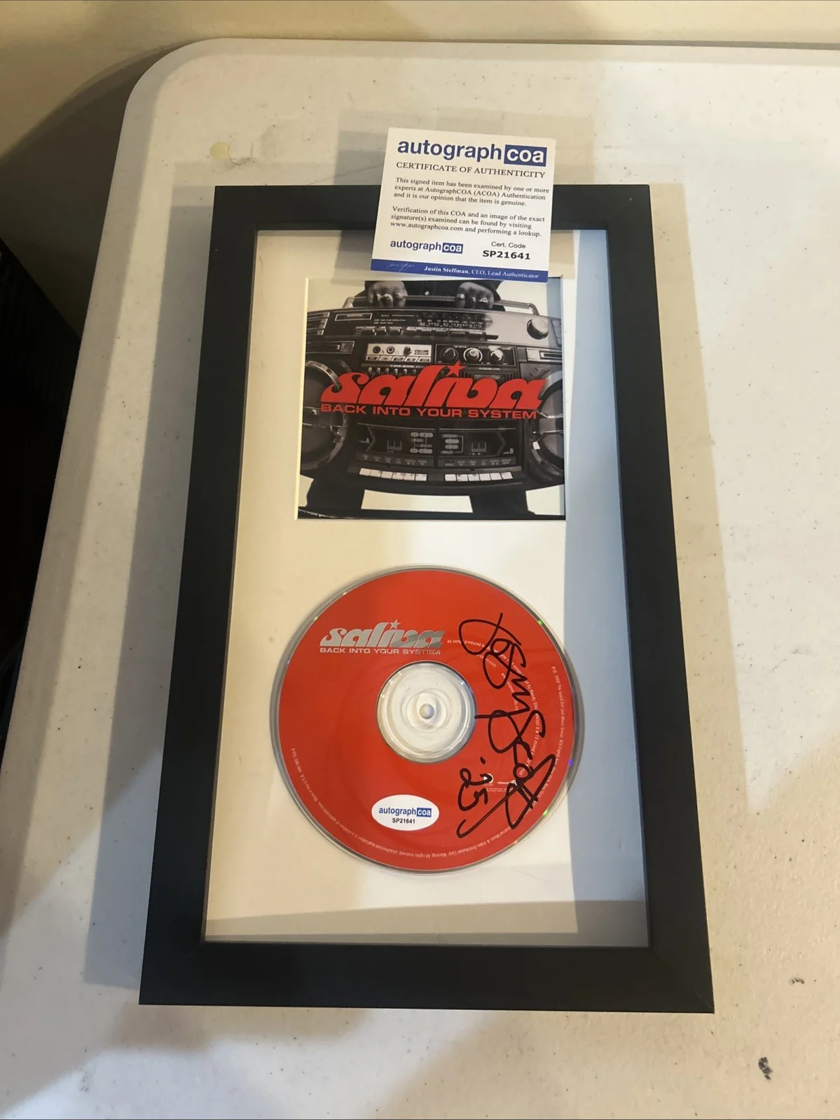 JOSEY SCOTT SALIVA SIGNED AUTOGRAPH FRAMED CD DISPLAY ACOA BACK INTO YOUR SYSTEM, image 3