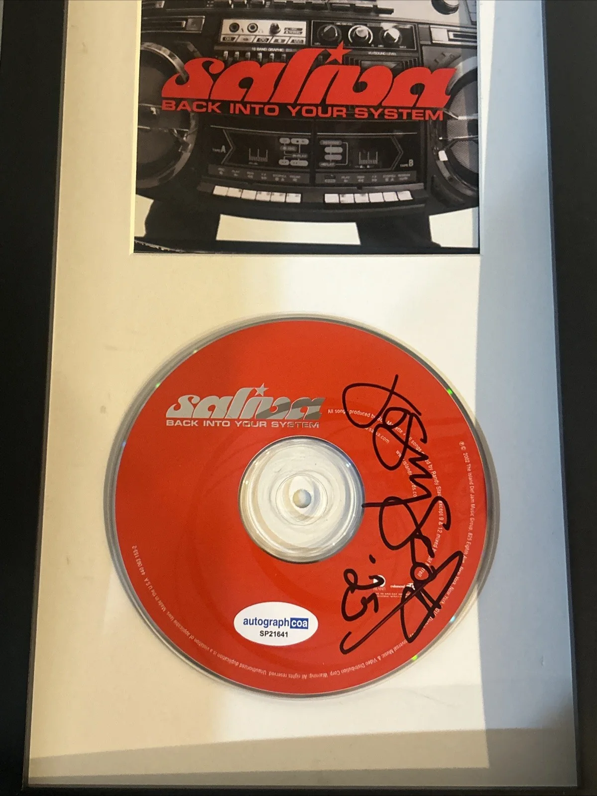 JOSEY SCOTT SALIVA SIGNED AUTOGRAPH FRAMED CD DISPLAY ACOA BACK INTO YOUR SYSTEM, image 4