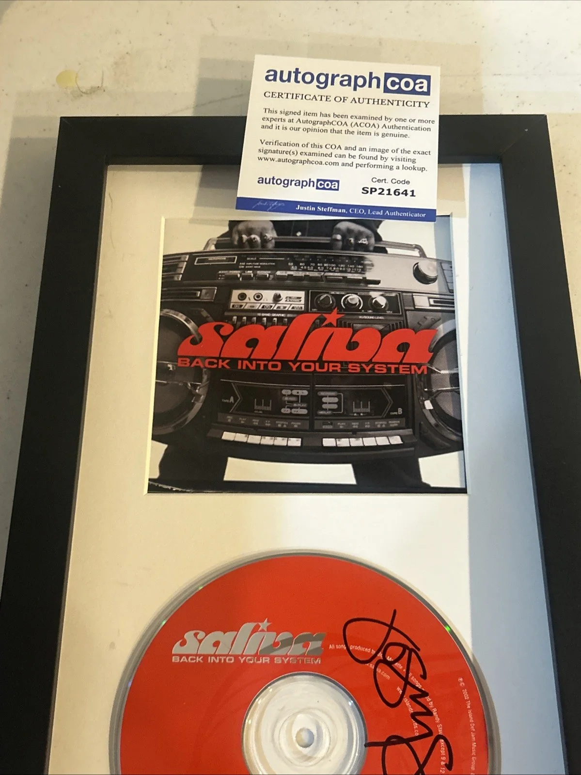 JOSEY SCOTT SALIVA SIGNED AUTOGRAPH FRAMED CD DISPLAY ACOA BACK INTO YOUR SYSTEM, image 5
