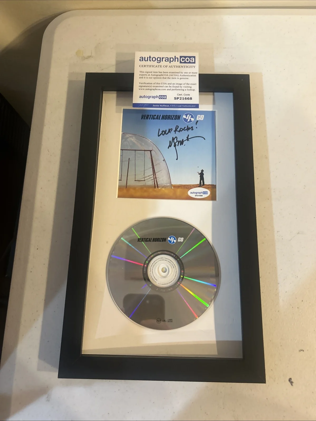 VERTICAL HORIZON MATT SCANNELL SIGNED AUTOGRAPH FRAMED CD DISPLAY ACOA GO, image 2