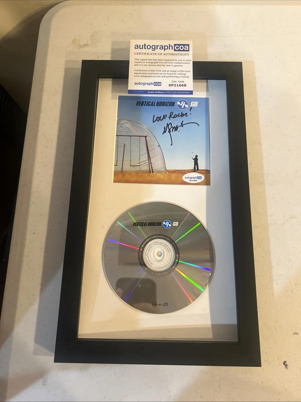 VERTICAL HORIZON MATT SCANNELL SIGNED AUTOGRAPH FRAMED CD DISPLAY ACOA GO, image 5