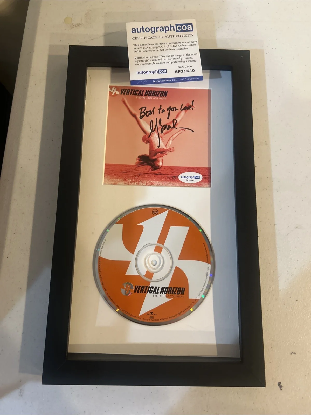VERTICAL HORIZON MATT SCANNELL SIGNED AUTOGRAPH FRAMED CD DISPLAY ACOA, image 2