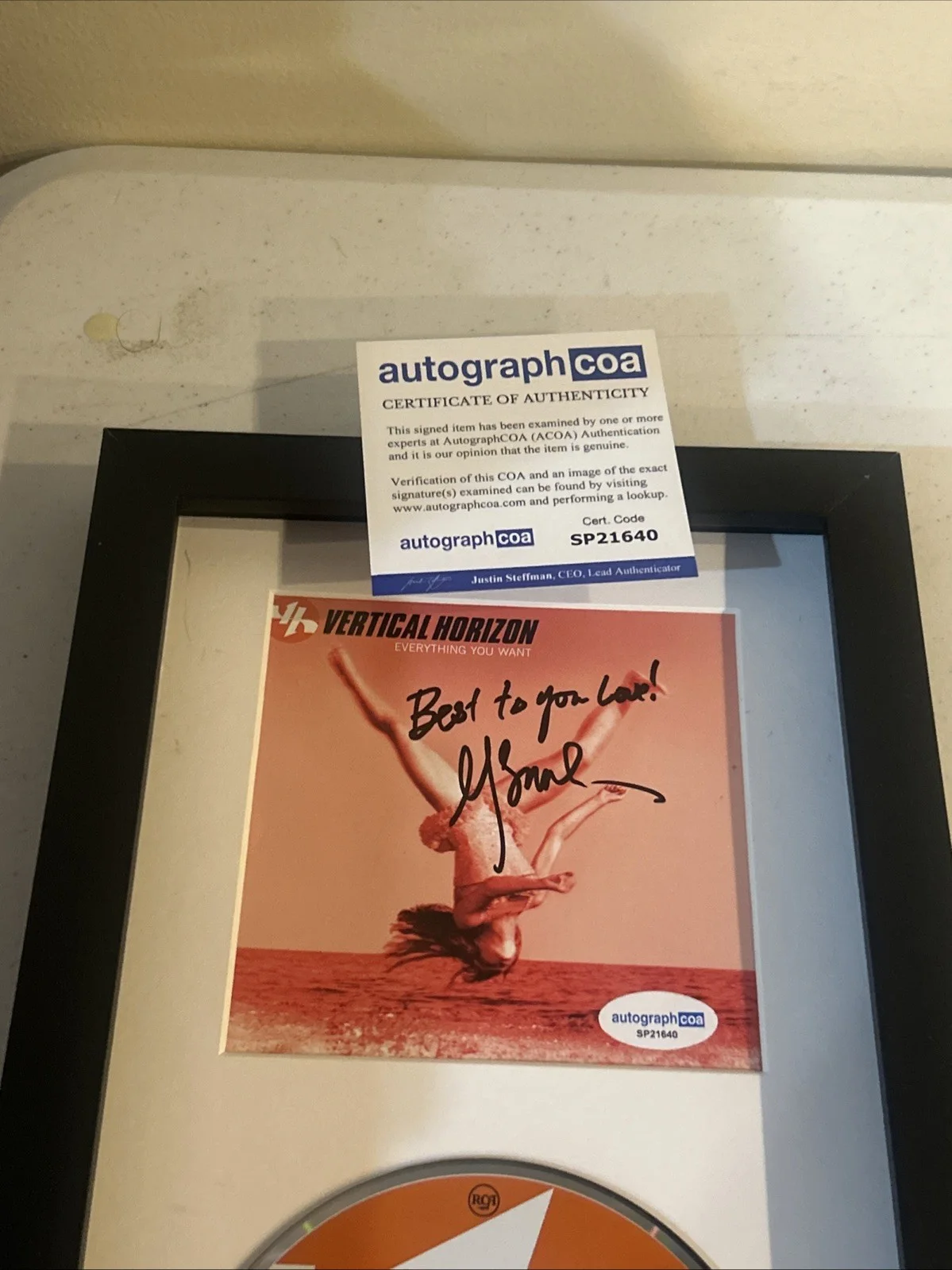 VERTICAL HORIZON MATT SCANNELL SIGNED AUTOGRAPH FRAMED CD DISPLAY ACOA, image 4