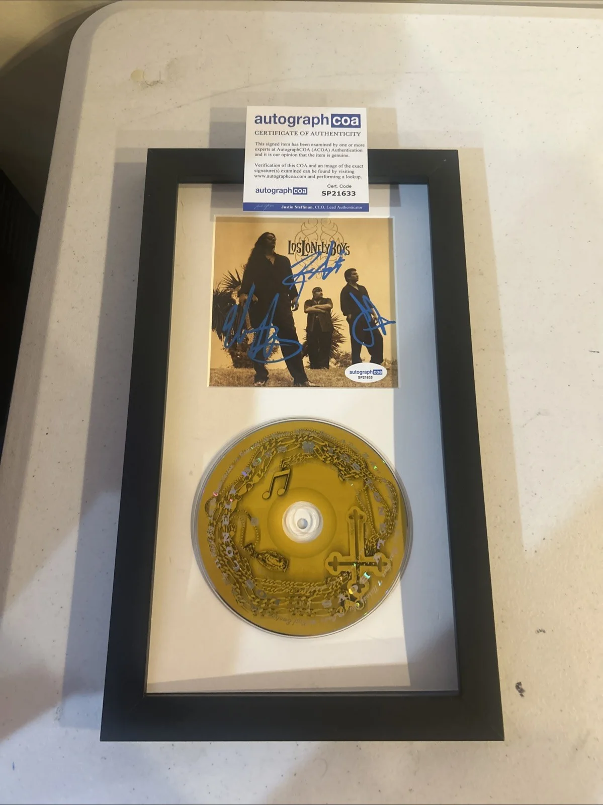 LOS LONELY BOYS SIGNED AUTOGRAPH FRAMED CD DISPLAY ACOA HEAVEN, image 2