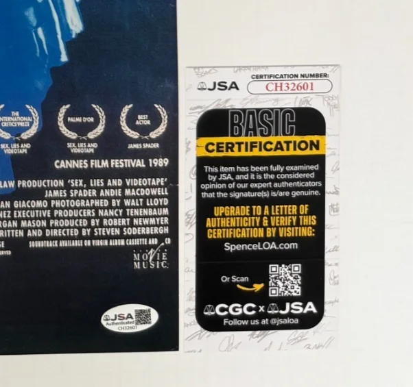 STEVEN SODERBERGH — STEVEN SODERBERGH Authentic signed "SEX-LIES AND VIDEOTAPE" 12x18 Photo JSA COA, изображение 2