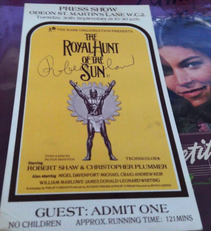 Robert Shaw Jaws Signed rare Press show Ticket for A Royal Hunt of the sun Movie, изображение 3