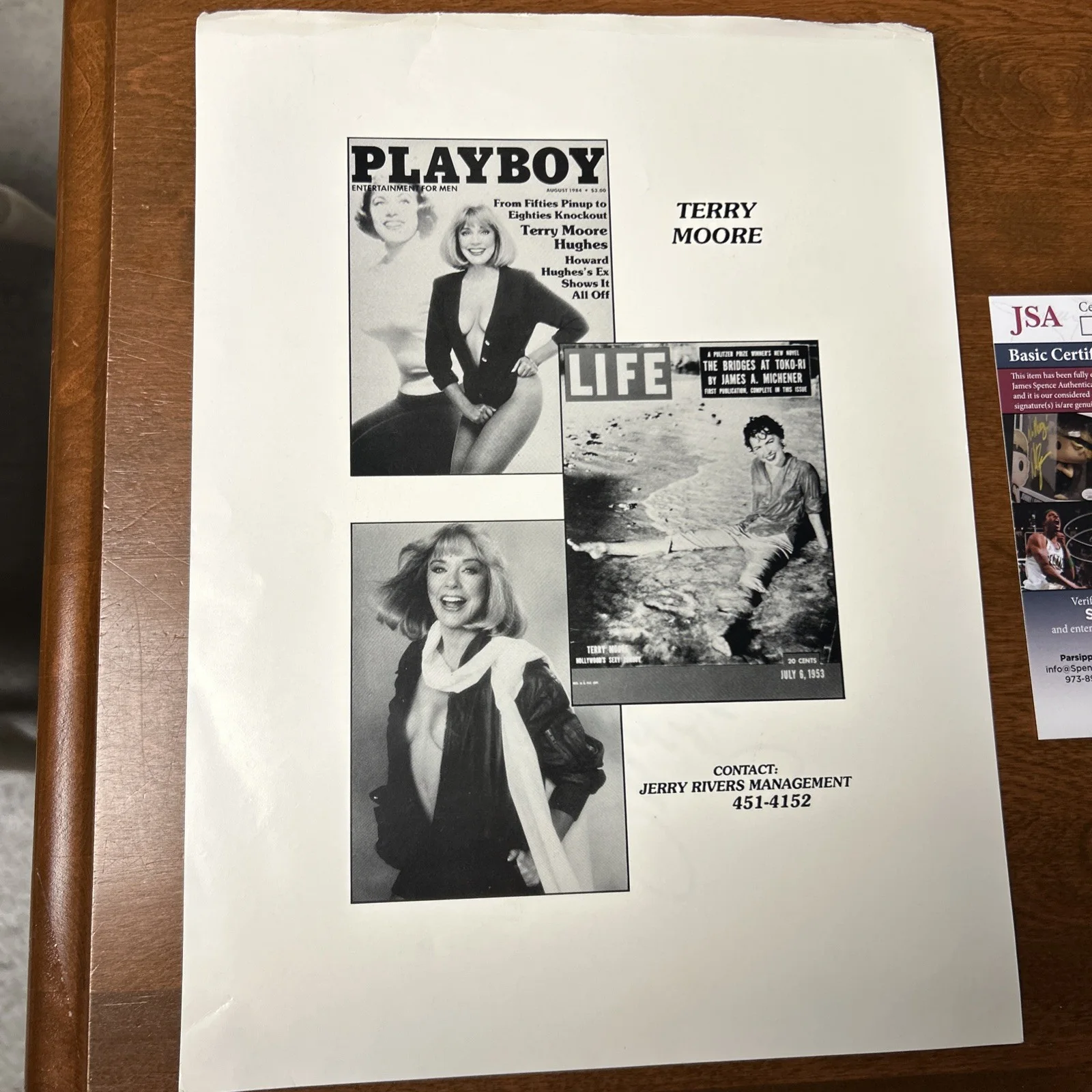 Terry Moore — Terry Moore Signed Photo Promo Sheet Autograph JSA COA, image 5