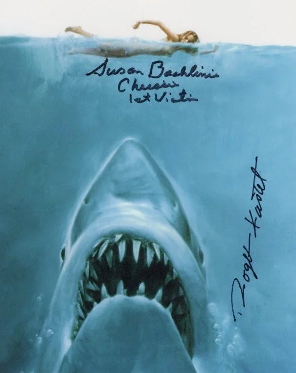SUSAN BACKLINIE & ROGER KASTEL — SUSAN BACKLINIE & ROGER KASTEL SIGNED PHOTO FROM THE 1975 CLASSIC FILM JAWS