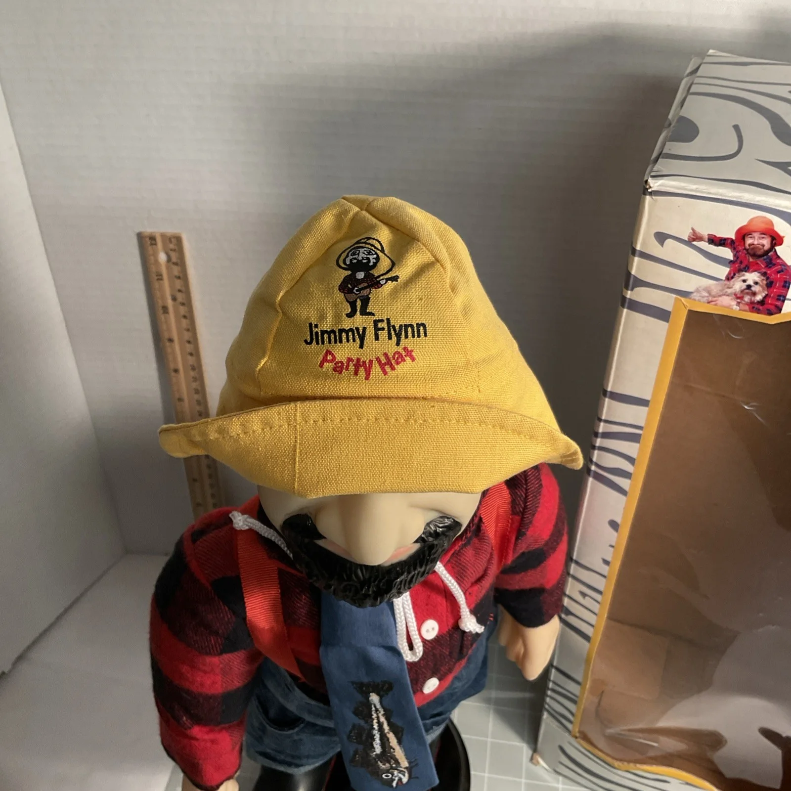 Jimmy Flynn Doll With Party Hat Signed. Made By Rolande. In Box, image 2