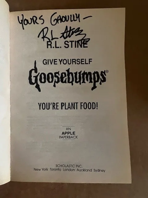 RL Stine — RL Stine Signed Vintage Goosebumps with Author Press Pic, image 2