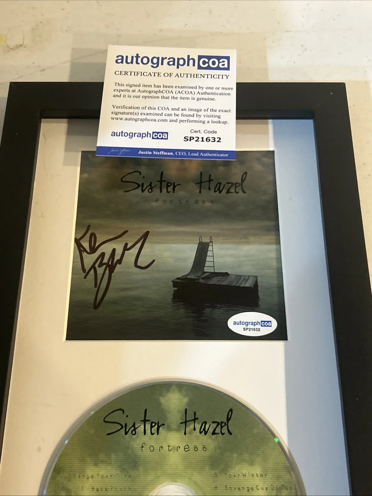 SISTER HAZEL KEN BLOCK SIGNED AUTOGRAPH FRAMED CD DISPLAY ACOA FORTRESS, image 3