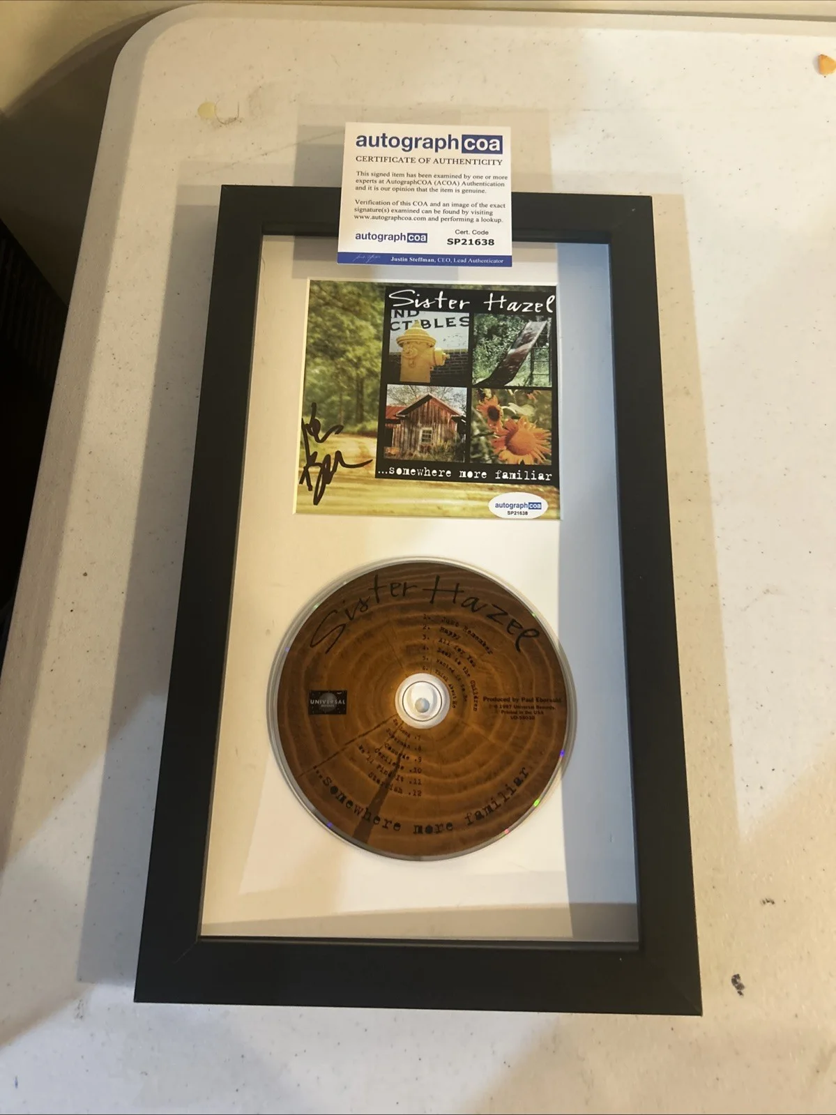 KEN BLOCK SISTER HAZEL SIGNED AUTOGRAPH FRAMED CD DISPLAY ACOA SOMEWHERE MORE, image 2