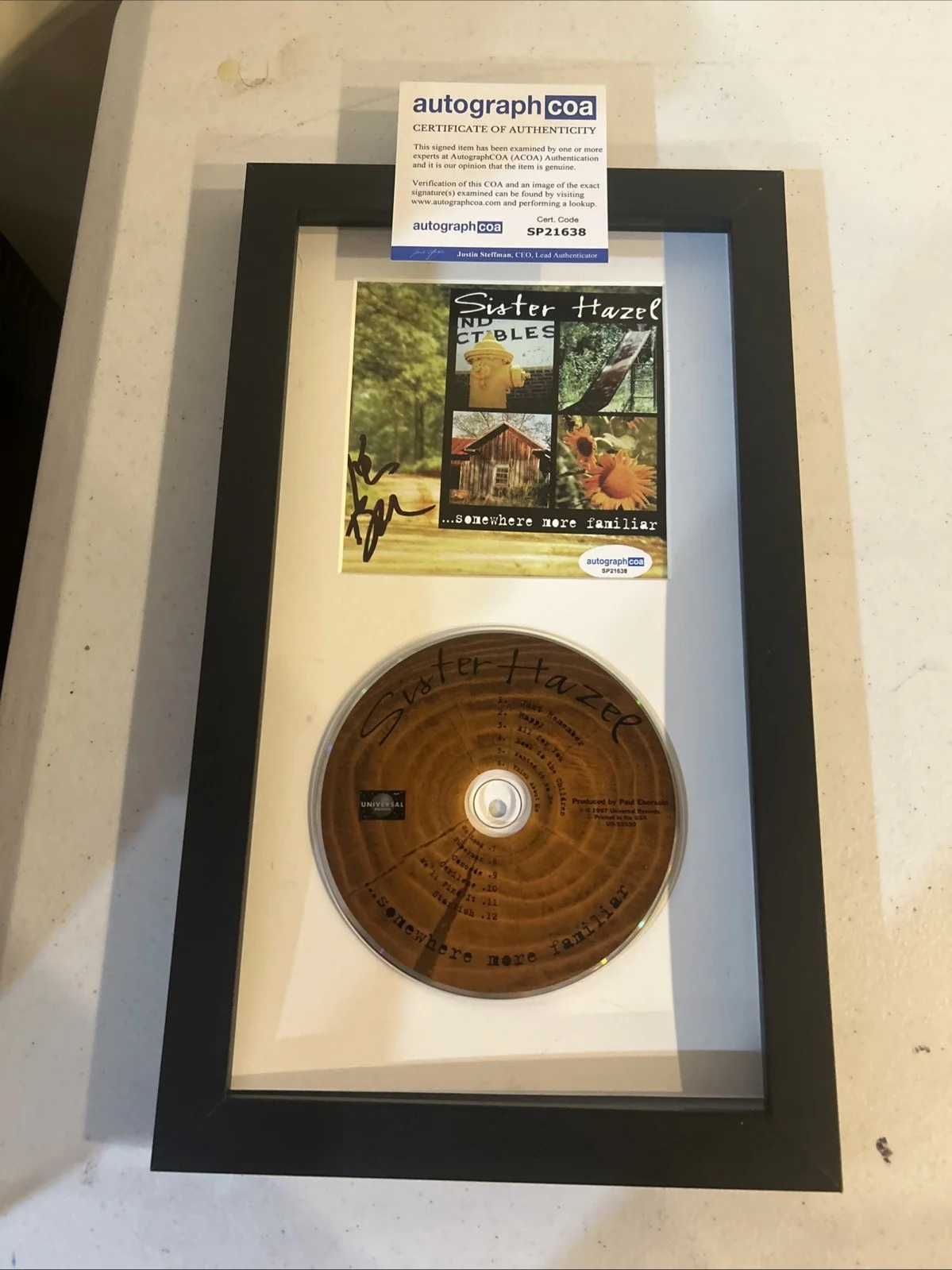 KEN BLOCK SISTER HAZEL SIGNED AUTOGRAPH FRAMED CD DISPLAY ACOA SOMEWHERE MORE, image 3