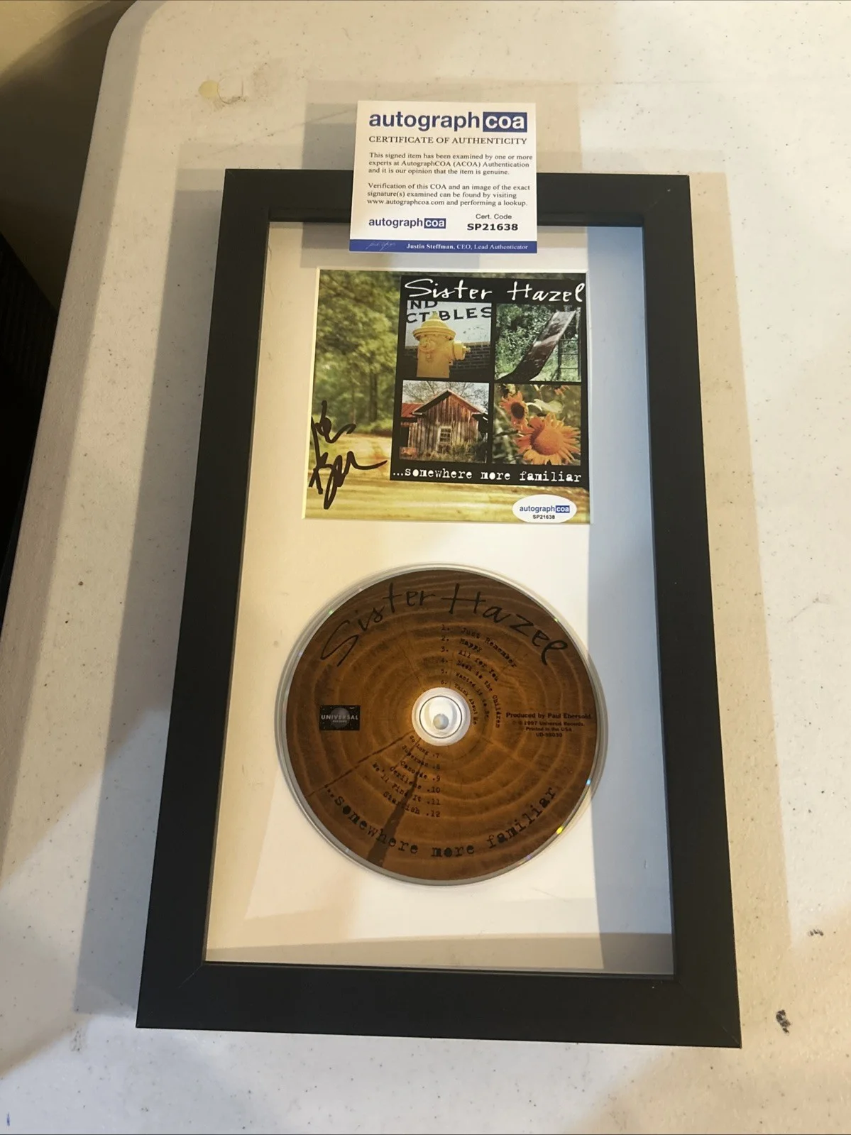 KEN BLOCK SISTER HAZEL SIGNED AUTOGRAPH FRAMED CD DISPLAY ACOA SOMEWHERE MORE, image 5