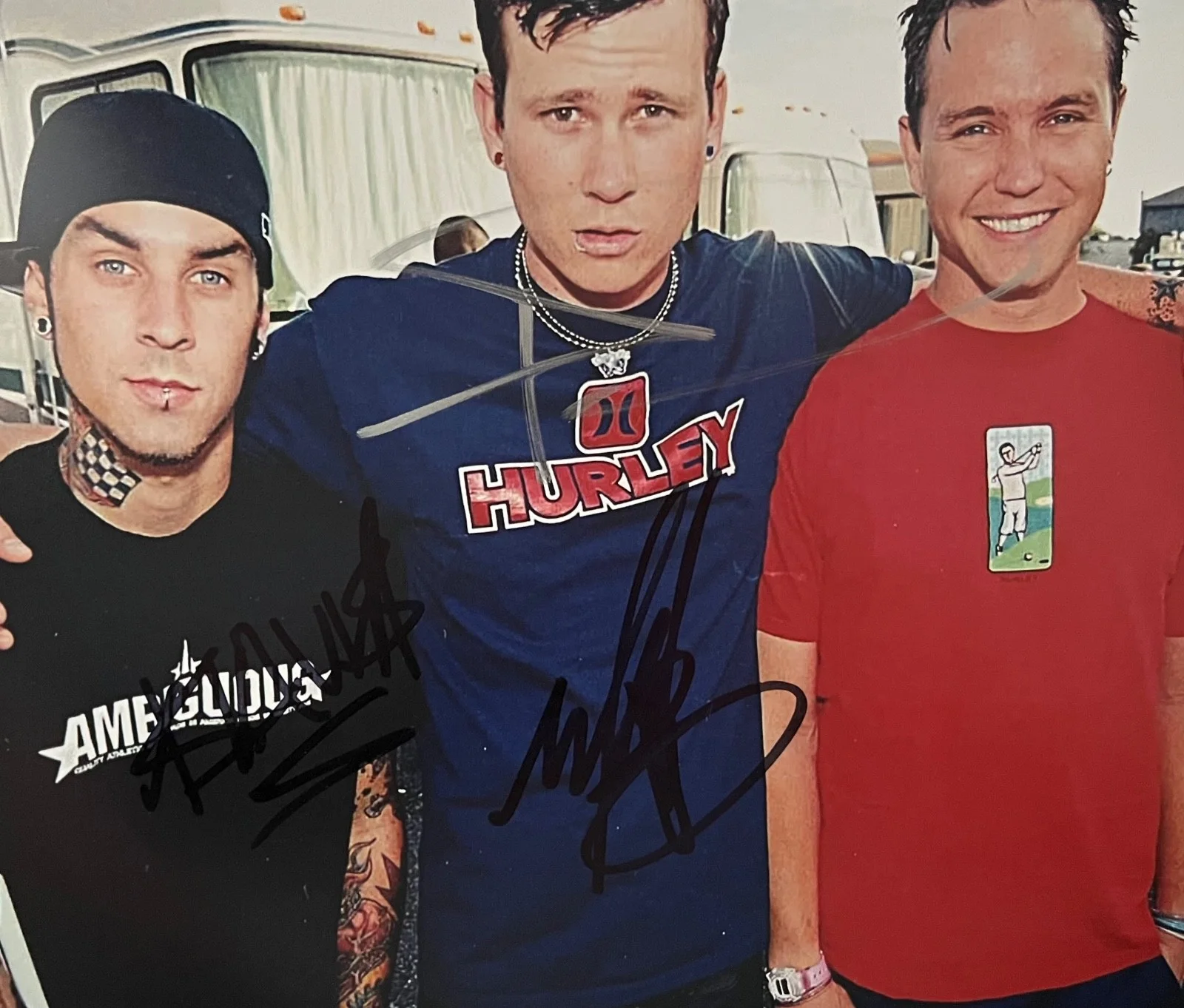 BLINK-182 MARK HOPPUS TOM DELONGE & TRAVIS BARKER SIGNED AUTOGRAPHED 8X10 COA, изображение 2