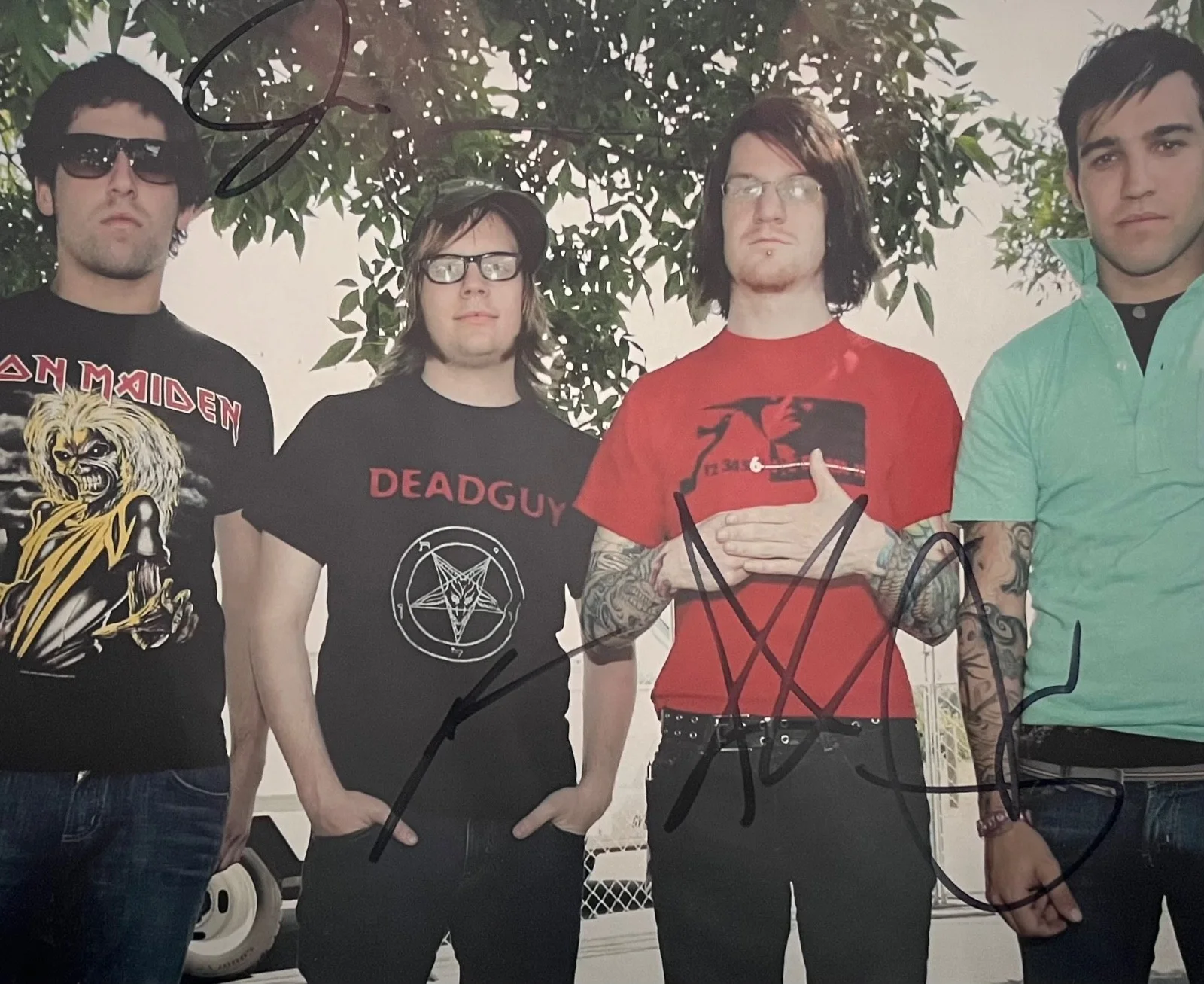 FALL OUT BOY PETE WENTZ PATRICK STUMP JOE TROHMAN & ANDY HURLEY SIGNED 8X10 COA, image 2