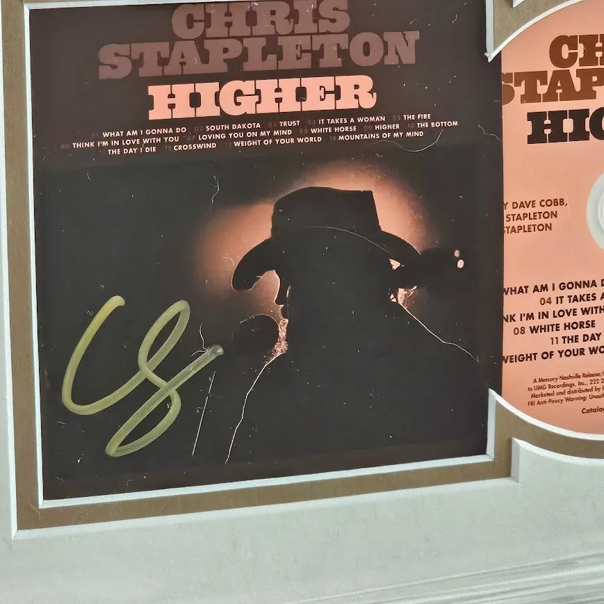Chris Stapleton Signed autographed Higher CD Framed COA, image 2