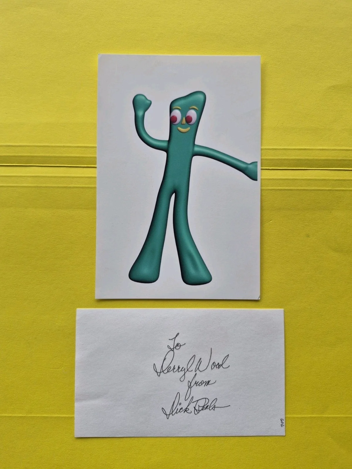 Dick Beals, Voice Actor, GUMBY, And Other's. Signed 3x5 With Unsigned 4x6 Photo., image 2