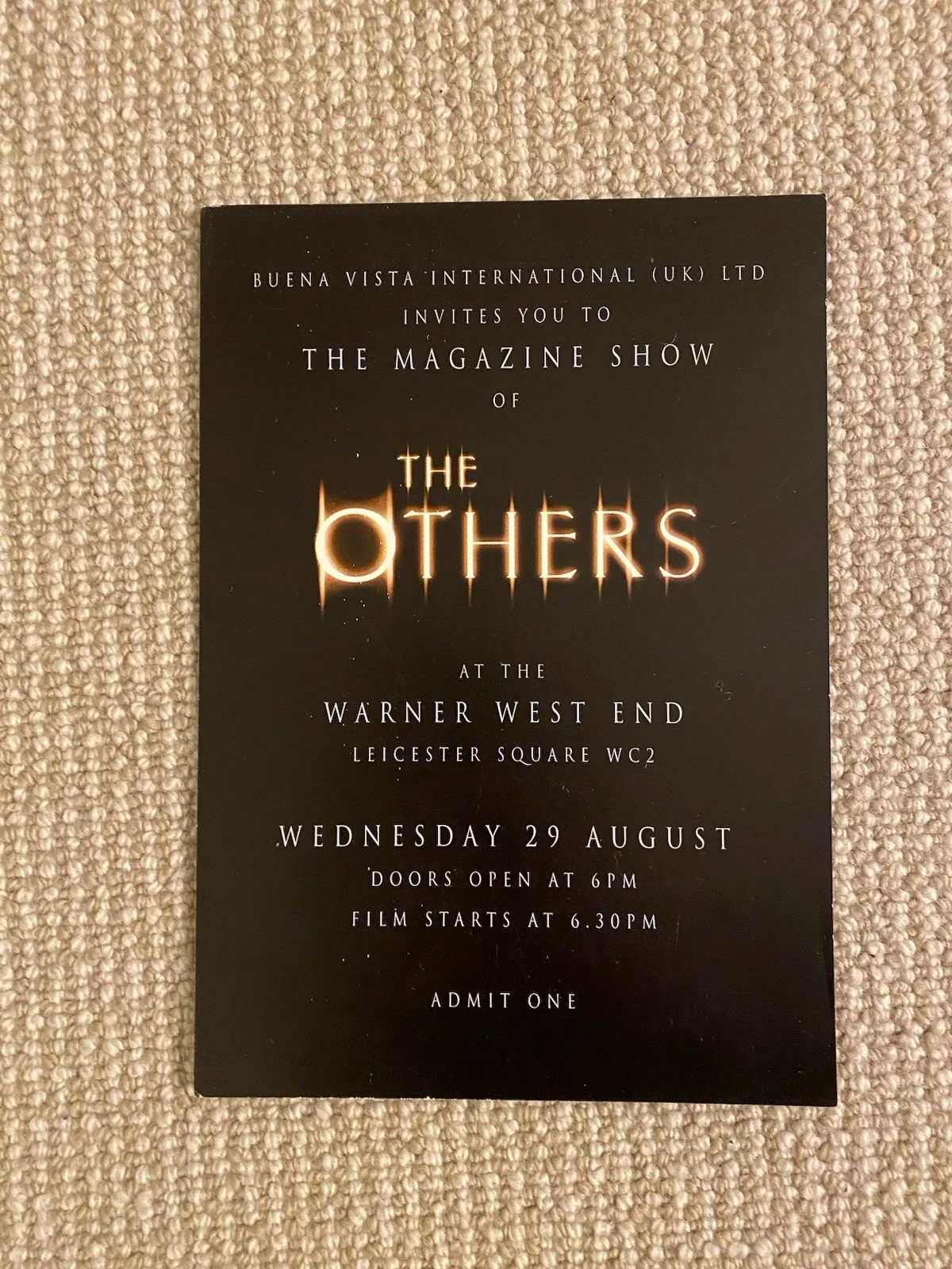 THE OTHERS - THE MAGAZINE SHOW OF THE FILM TICKET - Nicole Kidman, изображение 2