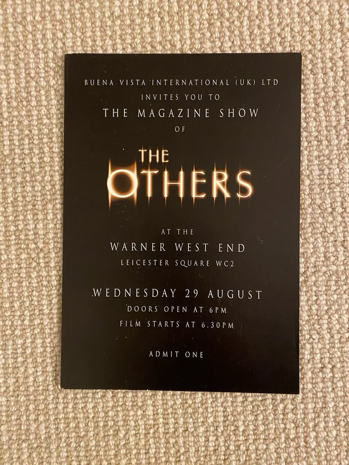 THE OTHERS - THE MAGAZINE SHOW OF THE FILM TICKET - Nicole Kidman, изображение 3